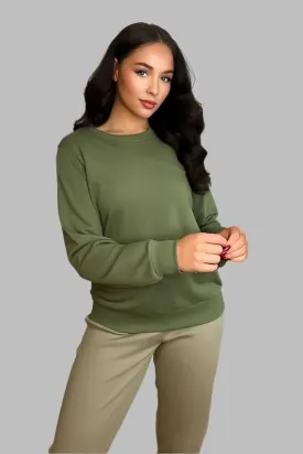All Olive Cotton Sweatshirt