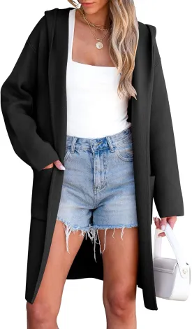 ANRABESS Women Cardigan Open Front Oversized Casual Knit Hoodie Sweater Coatigan Lady Coat 2025 Fall Trendy Outerwear