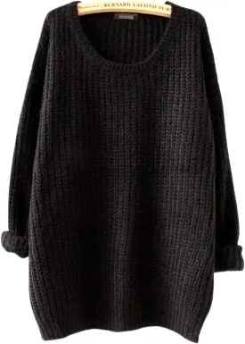 ARJOSA Women's Fall Sweaters Pullover Oversized Crew Neck Long Sleeve Knit Sweater Tunic Tops