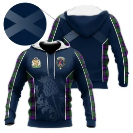 Armstrong Modern Tartan Knitted Hoodie with Family Crest and Scottish Thistle Vibes Sport Style