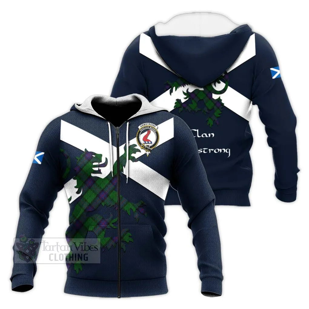 Armstrong Tartan Lion Rampant Knitted Hoodie Proudly Display Your Heritage with Alba Gu Brath and Clan Name