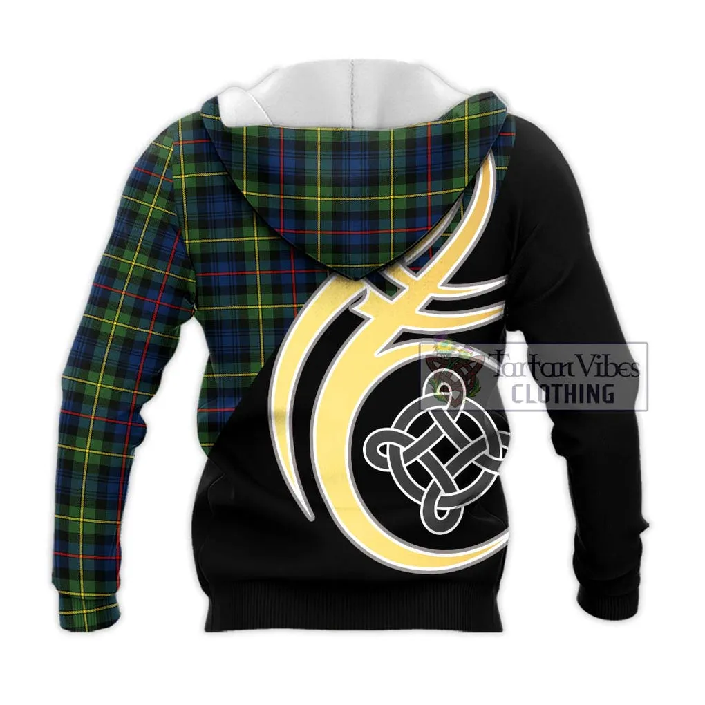 Bailey Modern Tartan Knitted Hoodie with Family Crest and Celtic Symbol Style