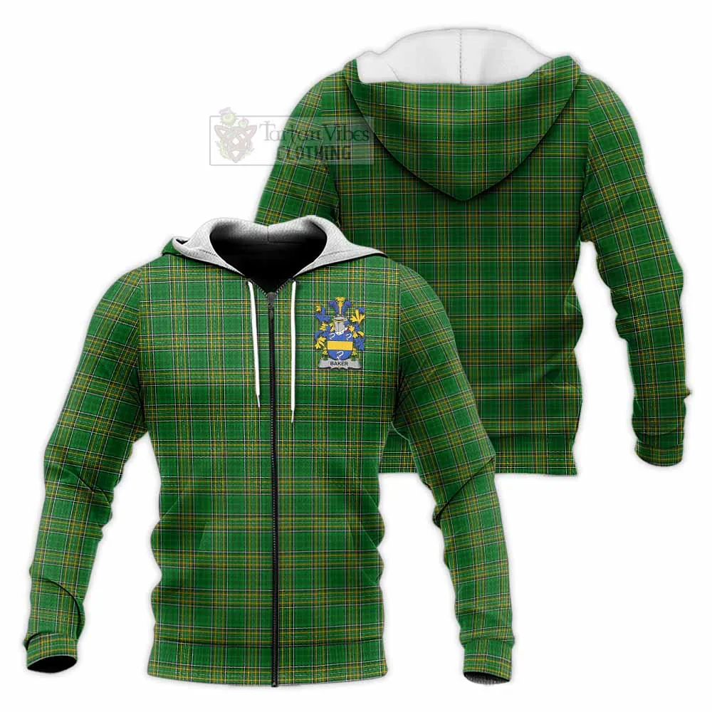 Baker Irish Clan Tartan Knitted Hoodie with Coat of Arms