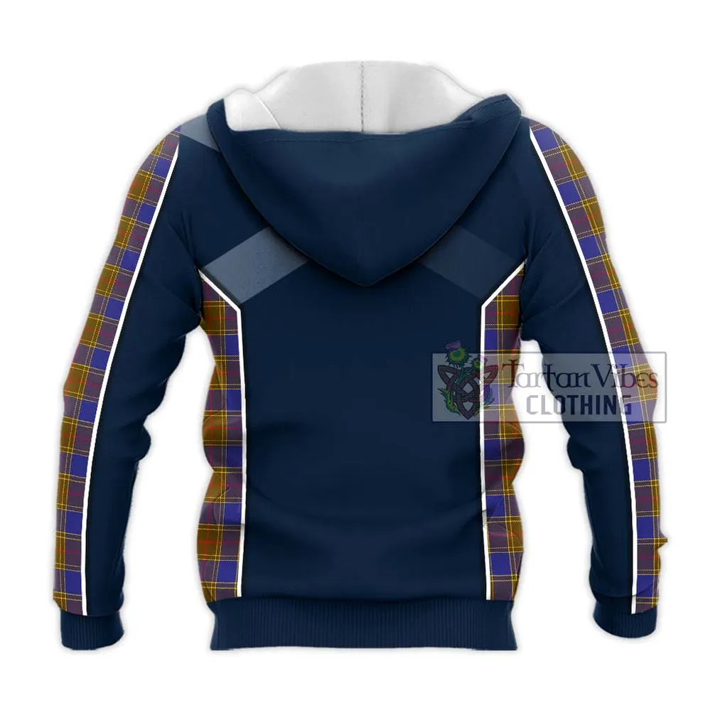 Balfour Tartan Knitted Hoodie with Family Crest and Lion Rampant Vibes Sport Style