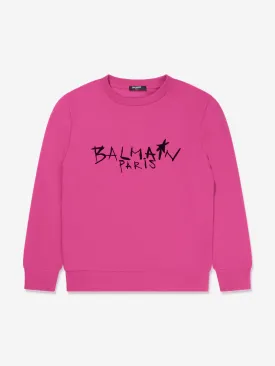 Balmain Girls Logo Print Sweatshirt