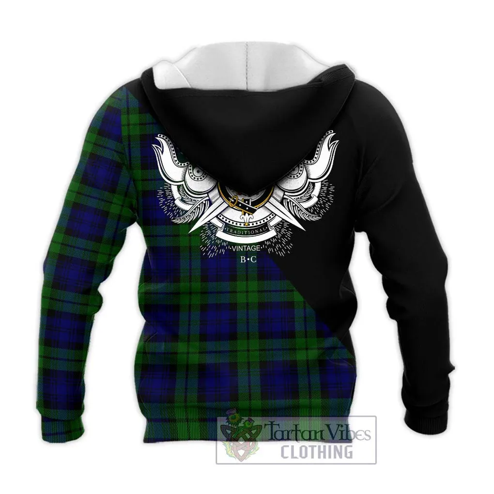 Bannatyne Tartan Knitted Hoodie with Family Crest and Military Logo Style