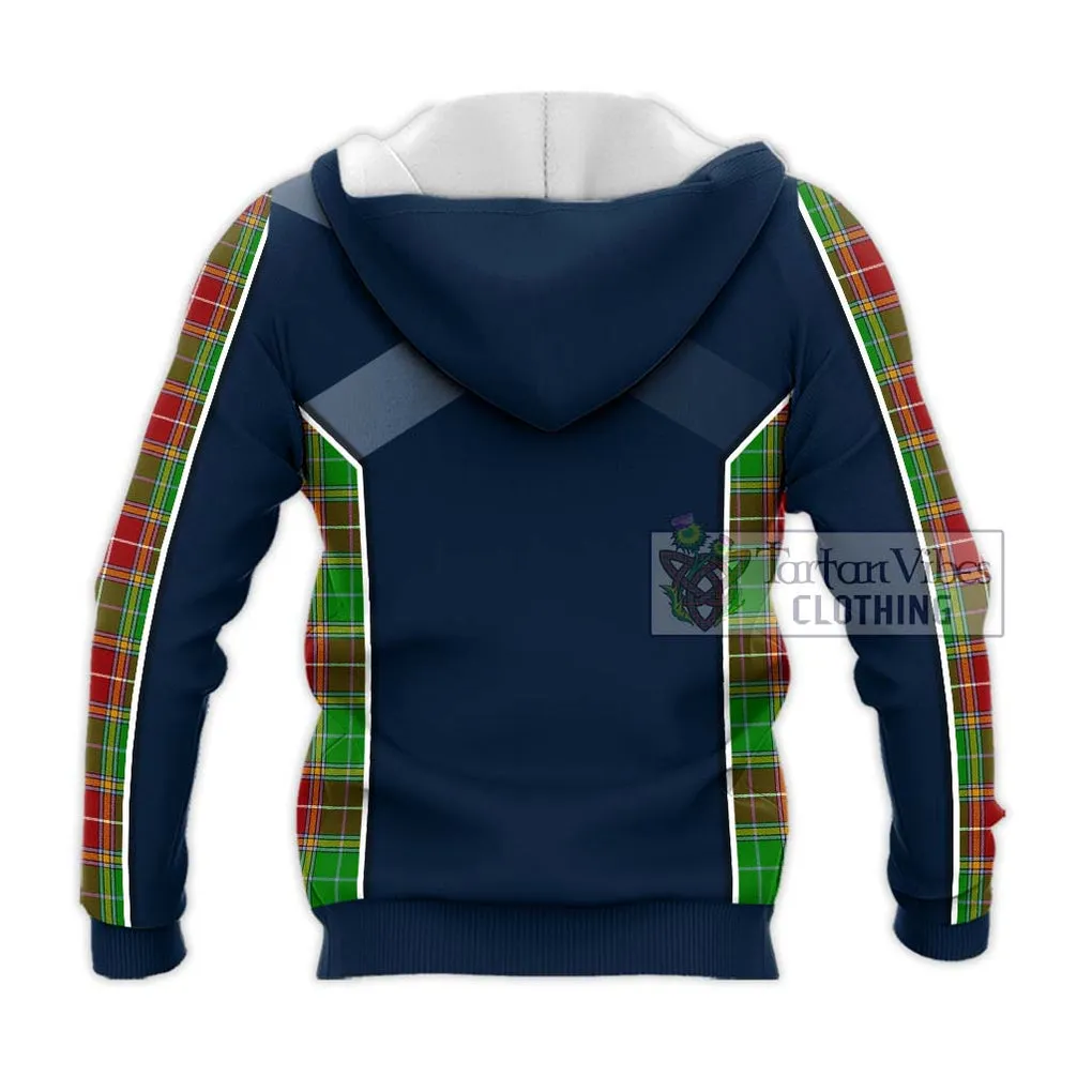 Baxter Modern Tartan Knitted Hoodie with Family Crest and Lion Rampant Vibes Sport Style