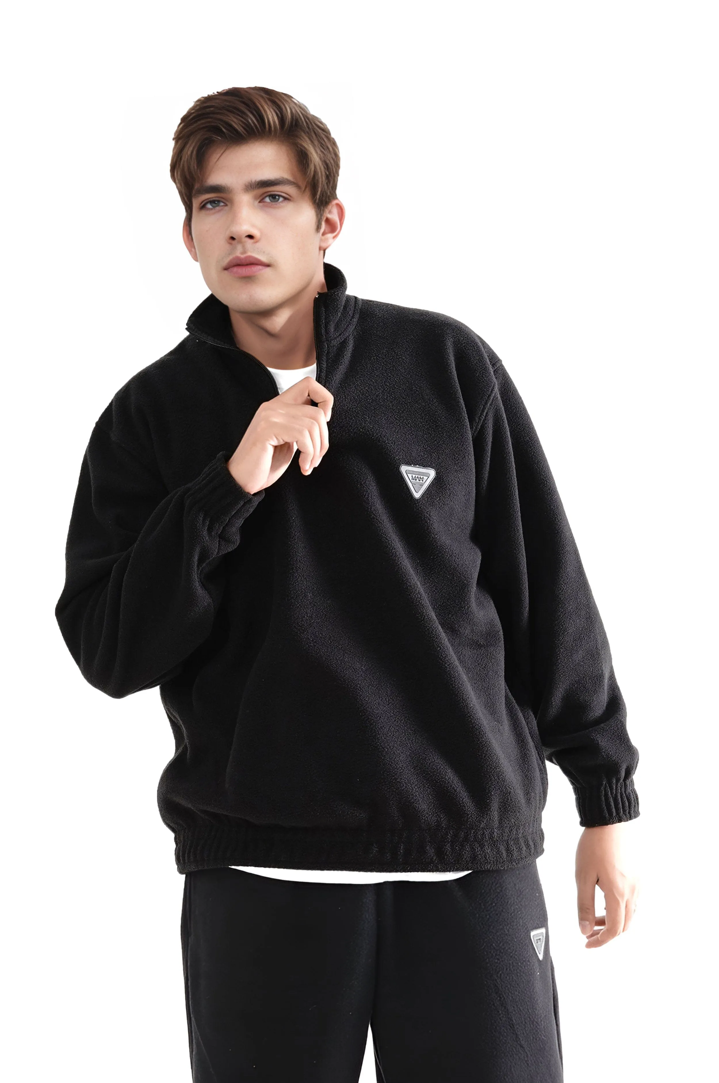 BHM Men's Polar Fleece Oversized Quarter Zipper Sweatshirt