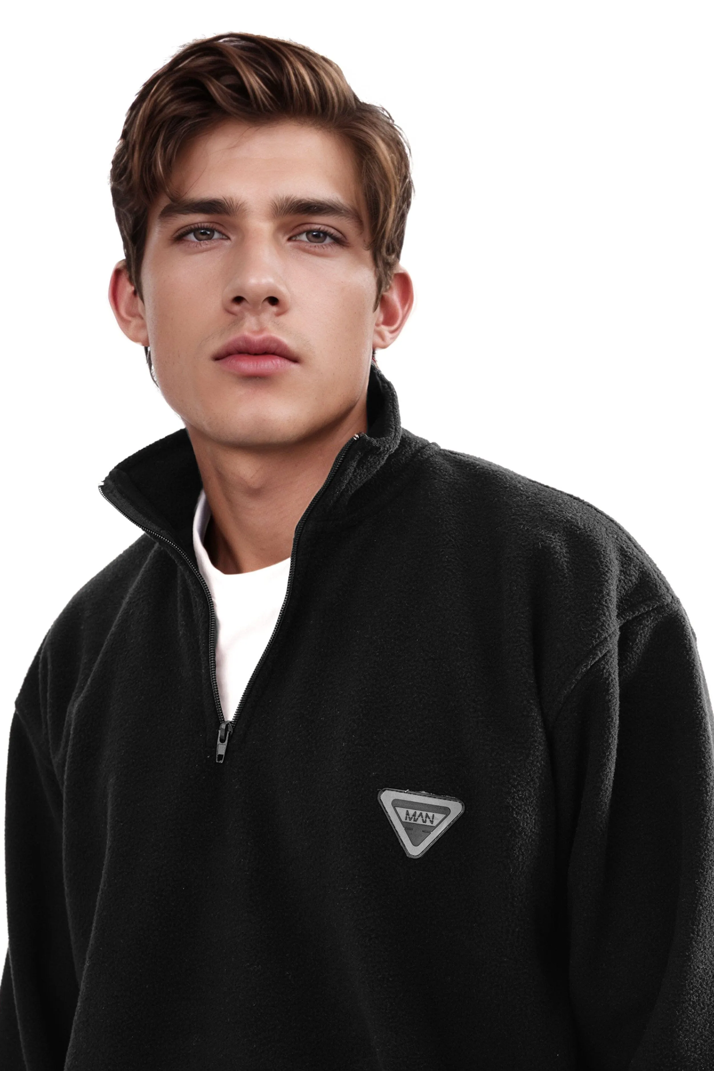 BHM Men's Polar Fleece Oversized Quarter Zipper Sweatshirt