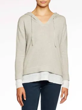 BROCHU WALKER - Ressie Hoodie in Salt Grey Melange with white