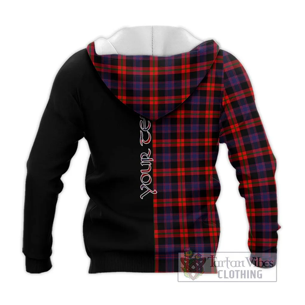 Broun Modern Tartan Knitted Hoodie with Family Crest and Half Of Me Style