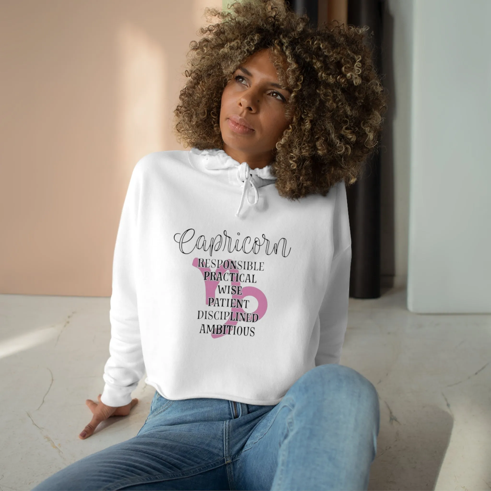 Capricorn Zodiac Character Crop Hoodie