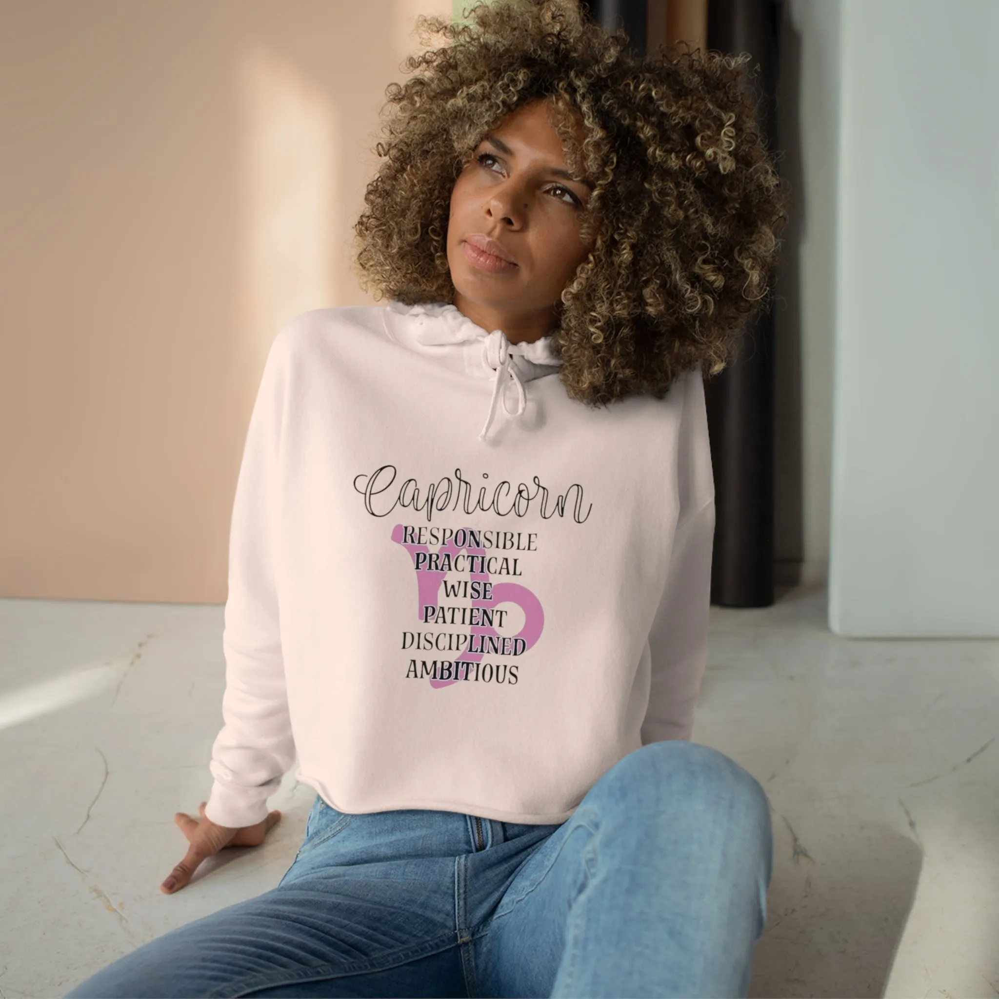 Capricorn Zodiac Character Crop Hoodie