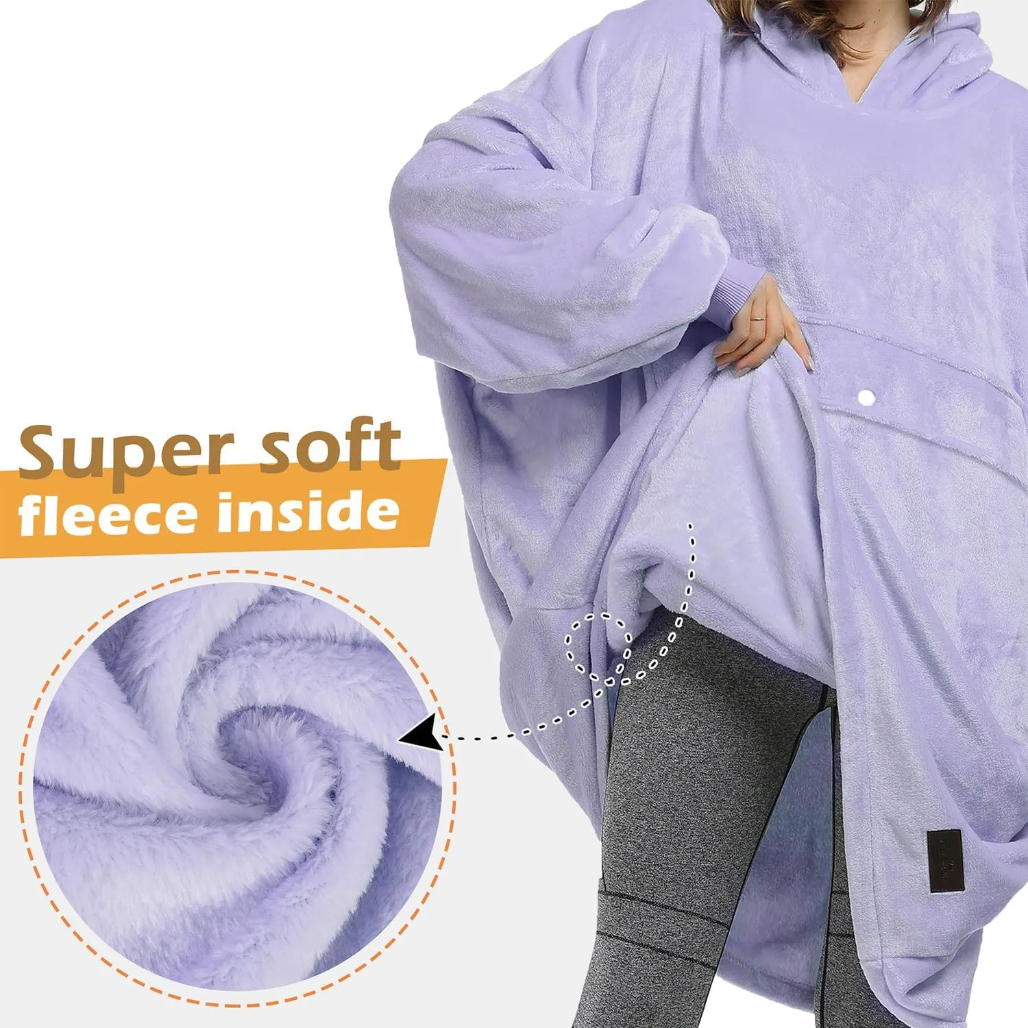 Catalonia Oversized Blanket Hoodie Sweatshirt, Fleece Pullover with Large Front Pocket, for Adults Men Women