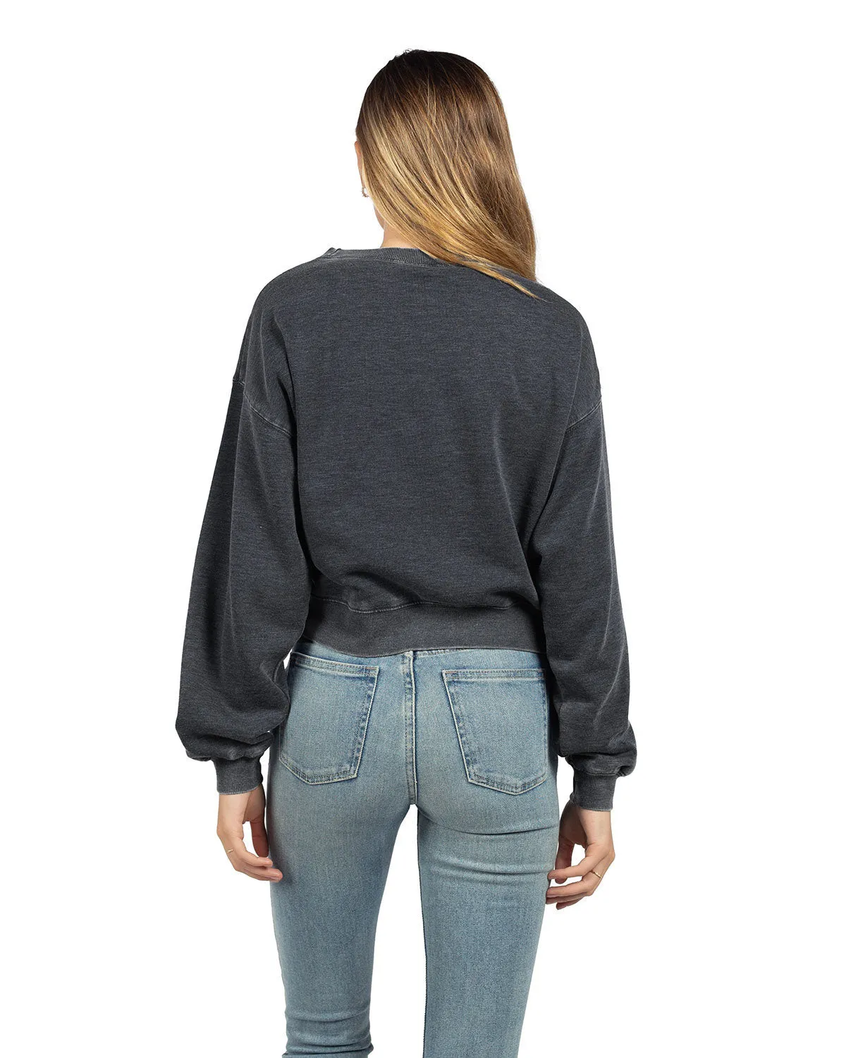 Chicka-d Ladies' Burnout Campus Crop Sweatshirt