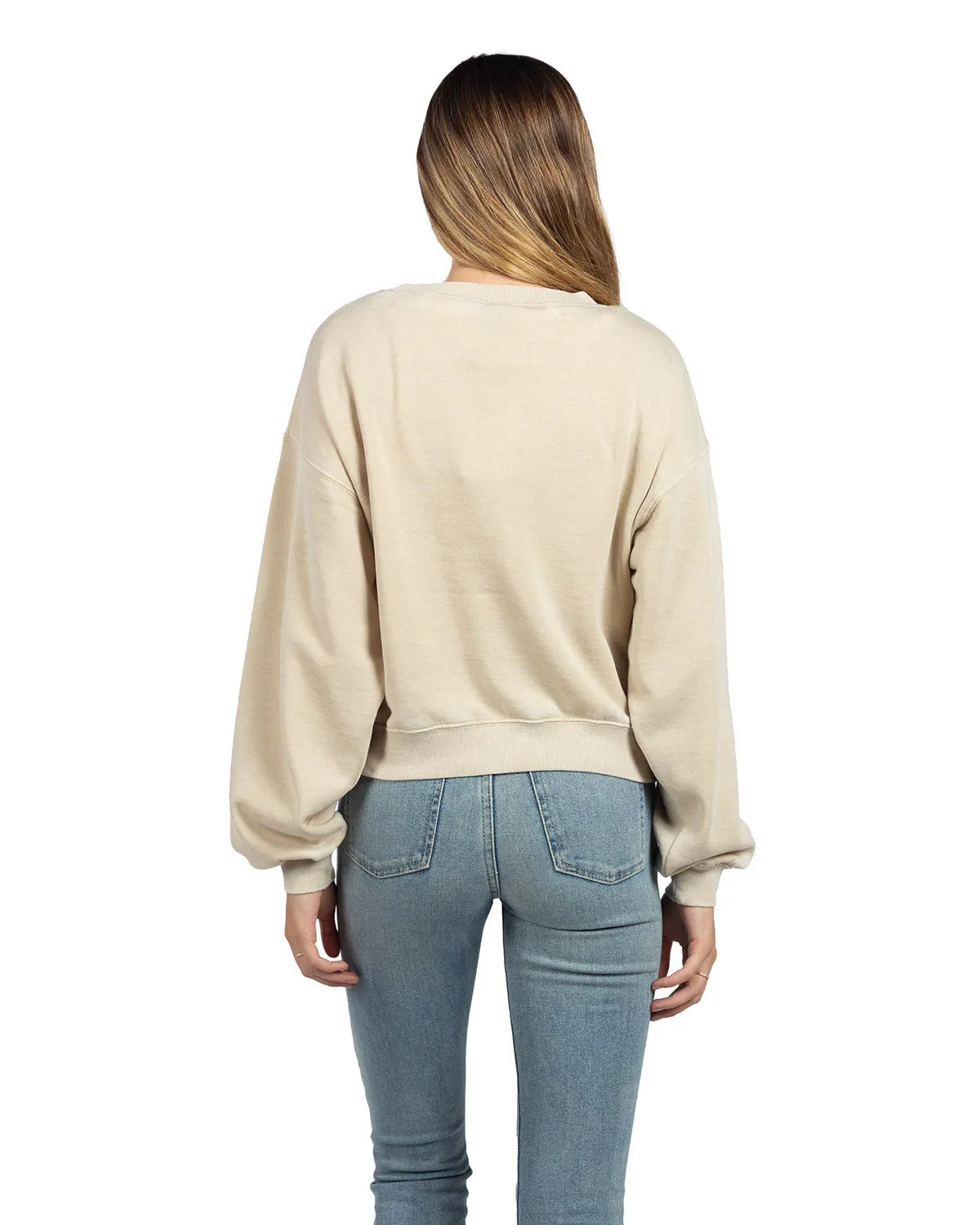 Chicka-d Ladies' Burnout Campus Crop Sweatshirt