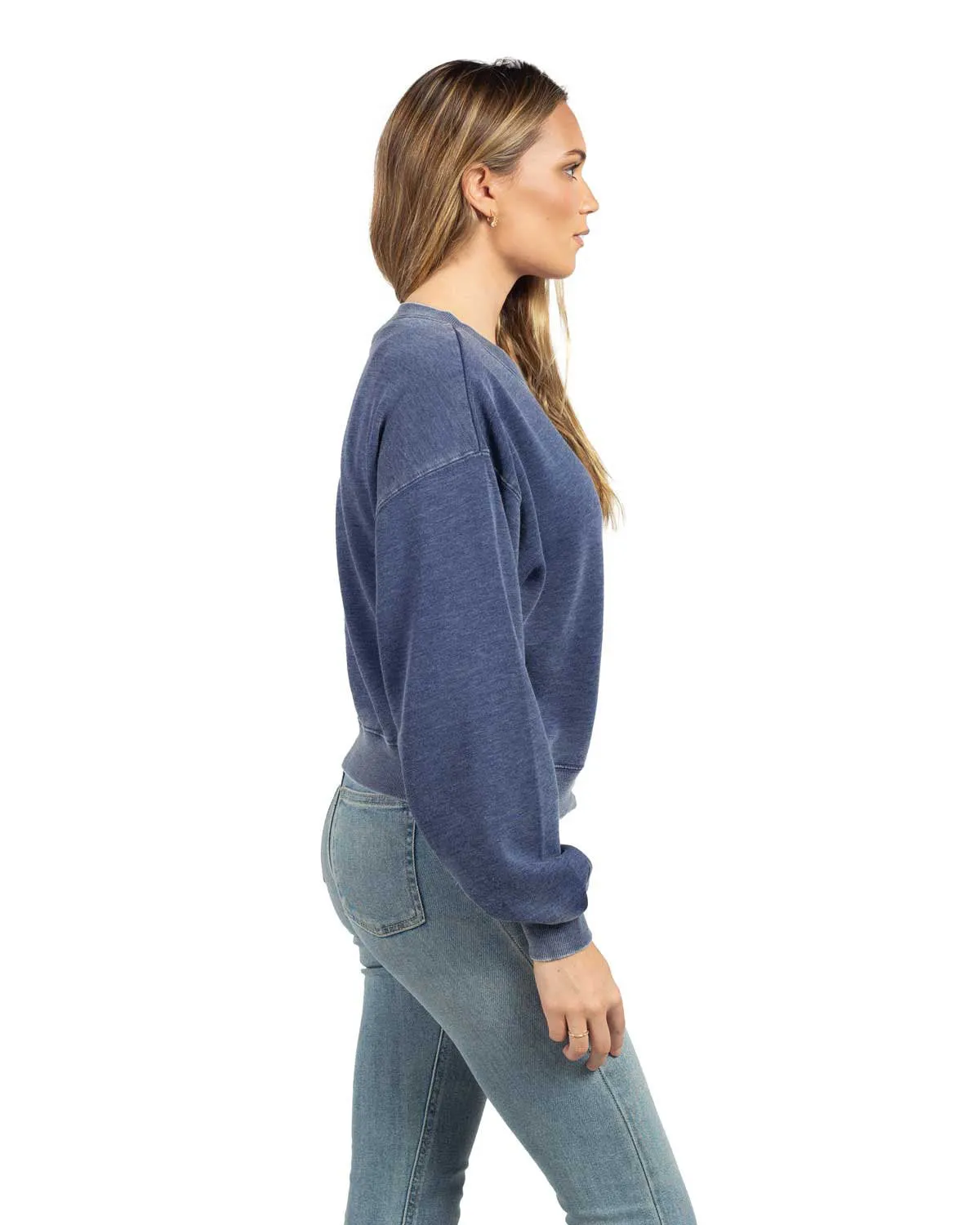Chicka-d Ladies' Burnout Campus Crop Sweatshirt