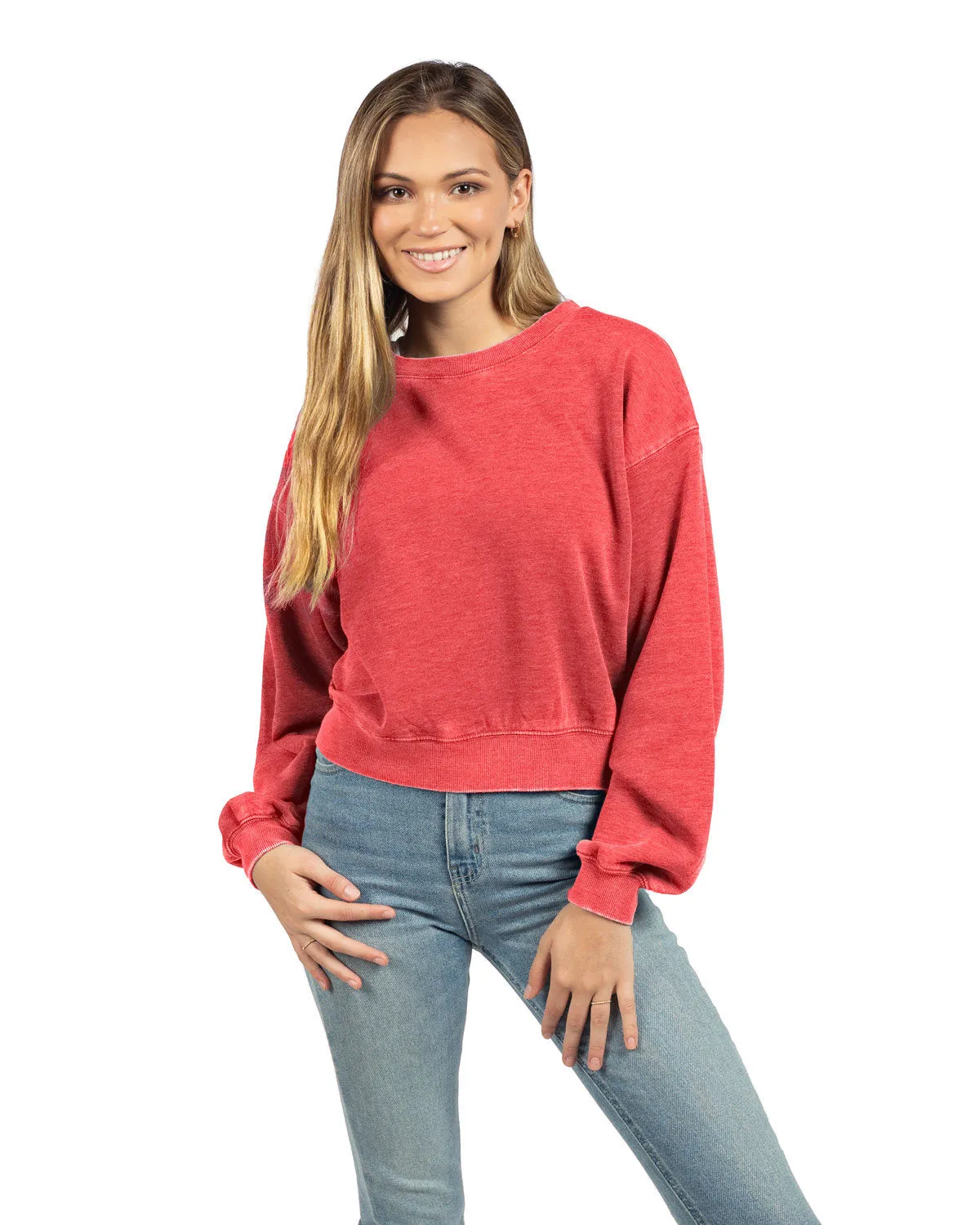 Chicka-d Ladies' Burnout Campus Crop Sweatshirt