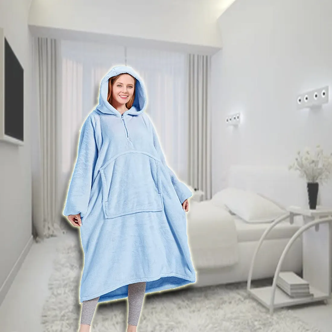 COZY HOODIE Ultra Plush Wearable Blanket Hoodie - Light Blue