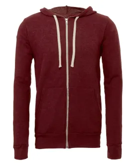 Dark Red Triblend - Unisex triblend full zip hoodie