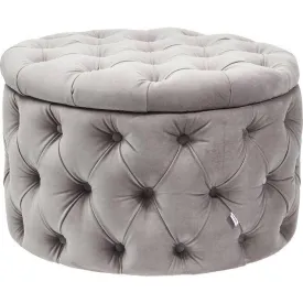 Desire Grey Velvet Round Seating Chest