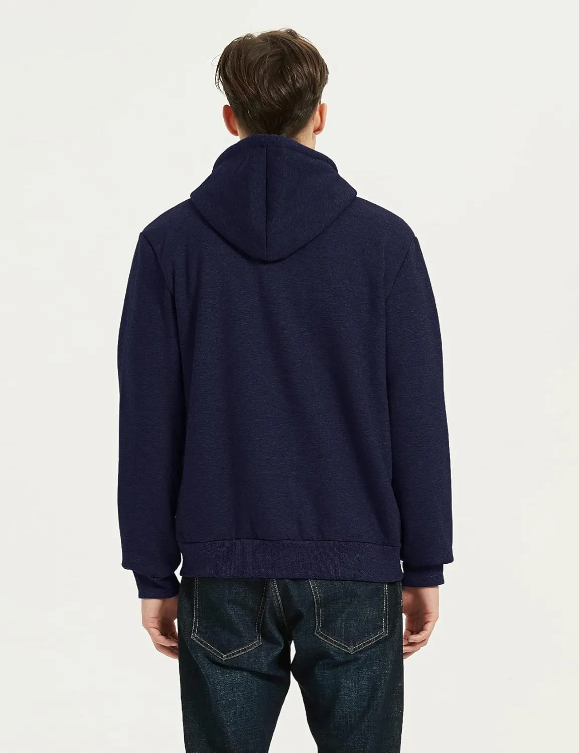 Flygo Men's Sherpa Hoodie Jacket Fleece Lined Zip Up Warm Hoodies Sweatshirt Winter Zipper Sweater Hooded Coat