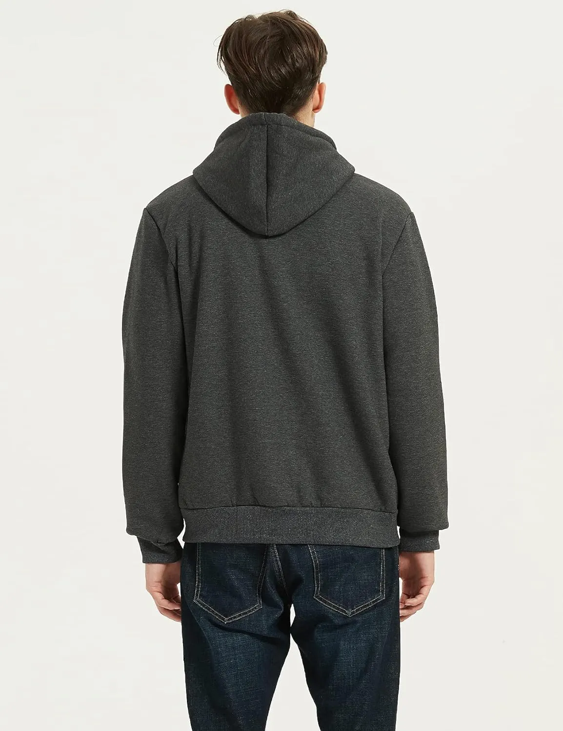 Flygo Men's Sherpa Hoodie Jacket Fleece Lined Zip Up Warm Hoodies Sweatshirt Winter Zipper Sweater Hooded Coat