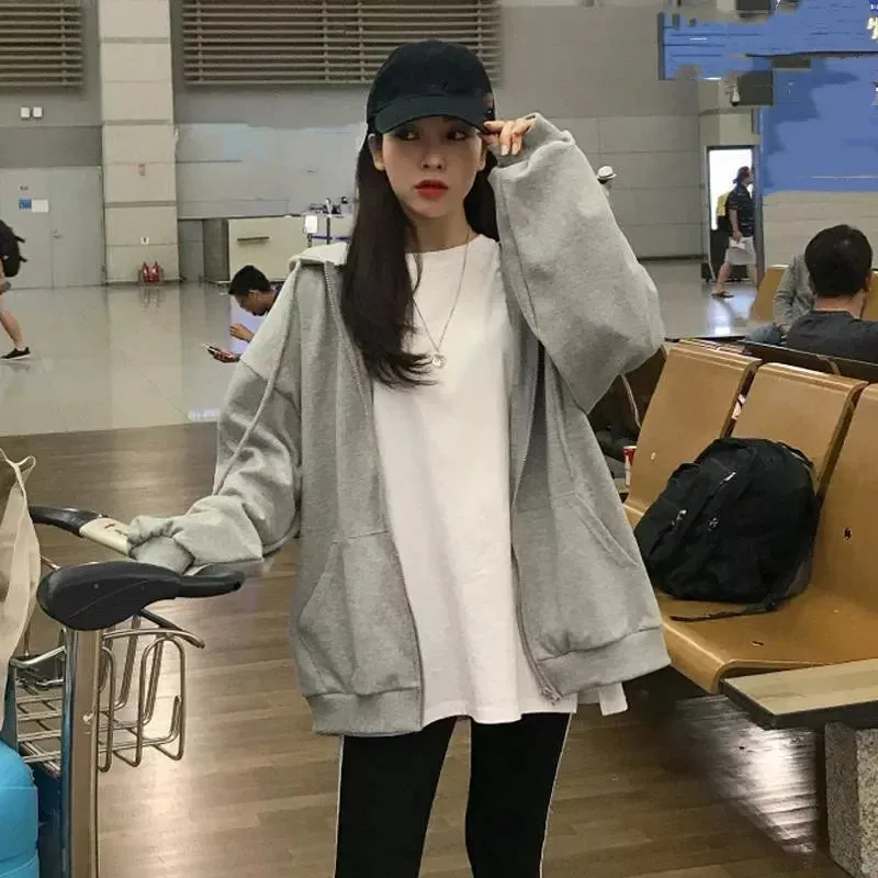 Flytonn-90s streetwear - American retro hoodie fashionable gothic skull print oversized hoodie for women Y2K street hip-hop casual clothes versatile