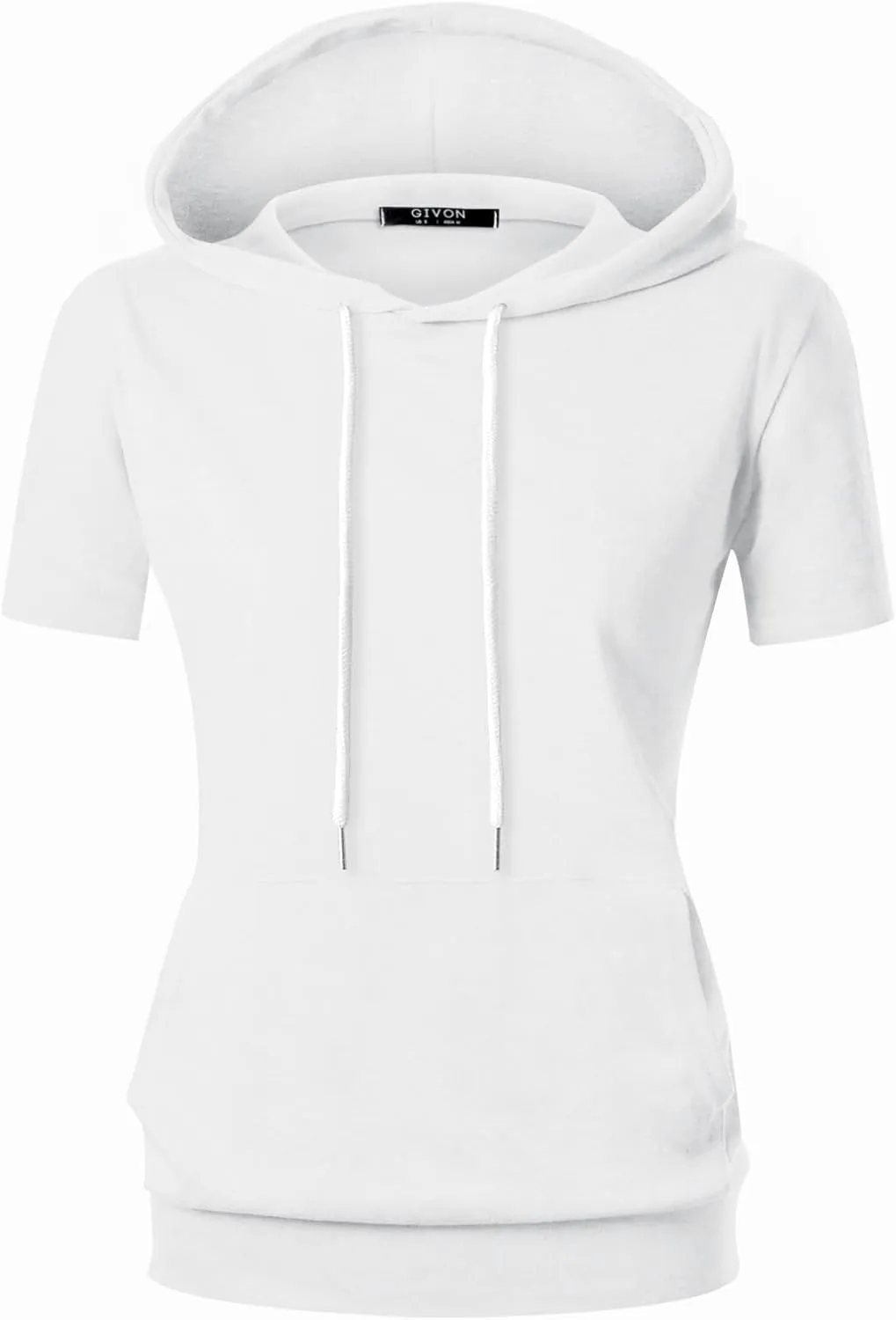 GIVON Women's Comfortable Short Sleeve Hoodie Pullover Hooded Sweatshirt with Kangaroo Pocket