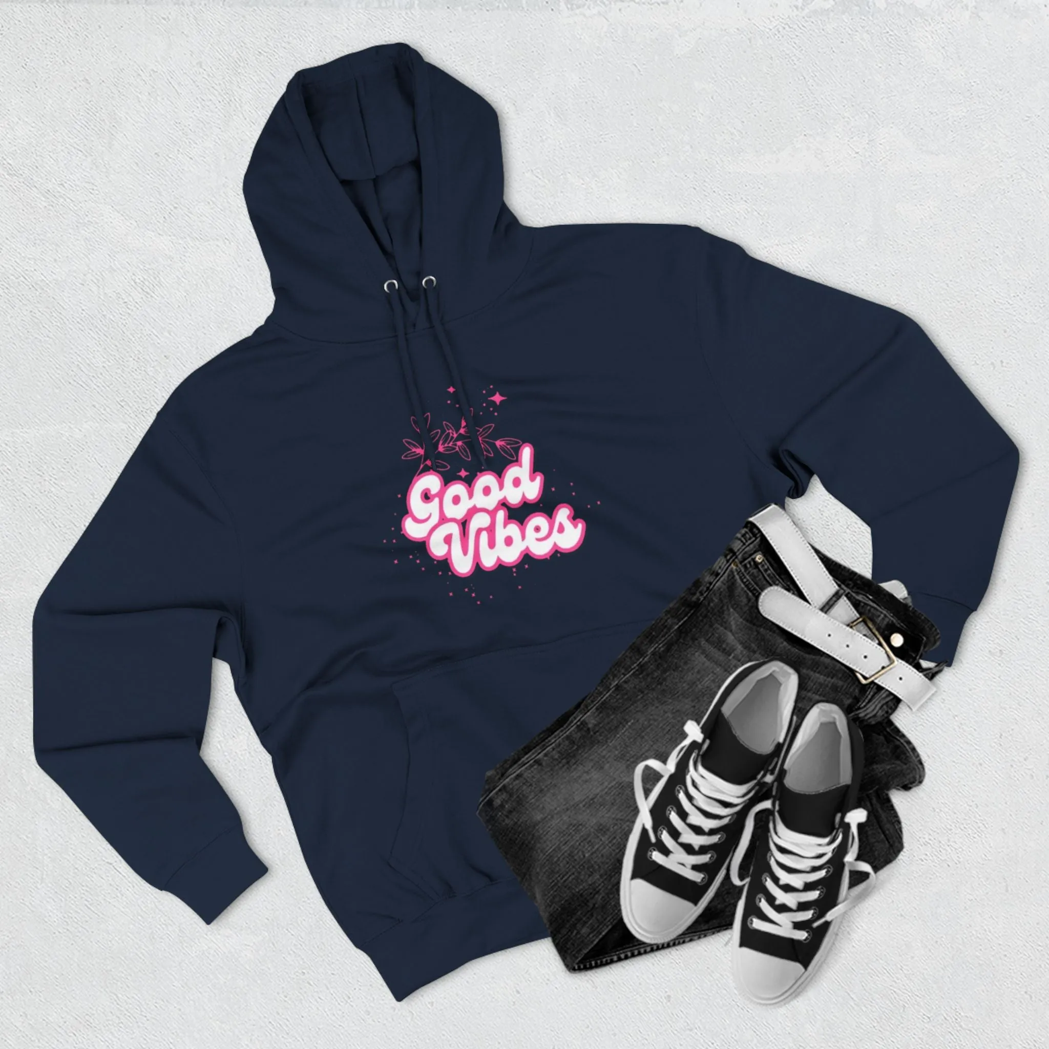 Good Vibes Three-Panel Fleece Hoodie  for Everyday Wear