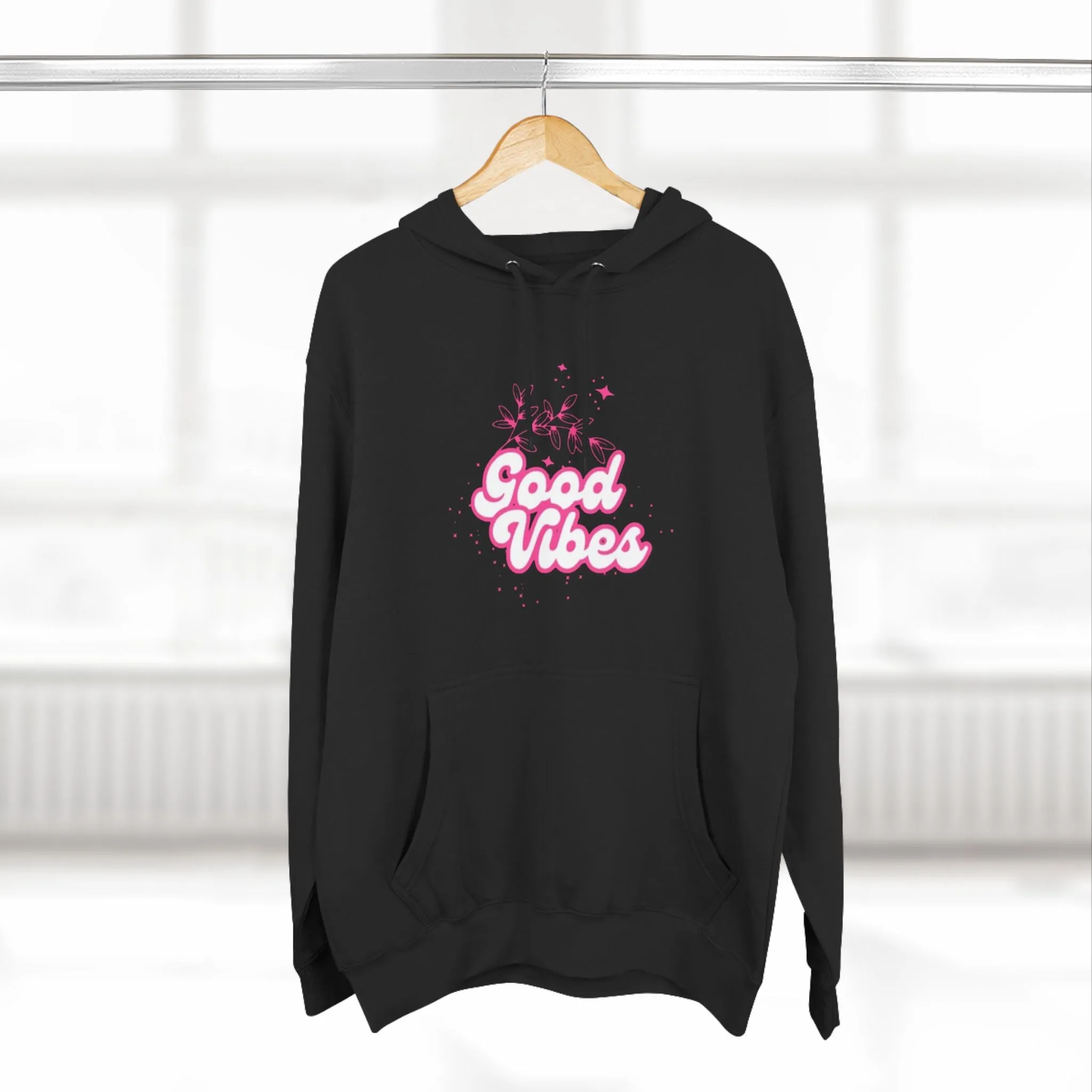 Good Vibes Three-Panel Fleece Hoodie  for Everyday Wear
