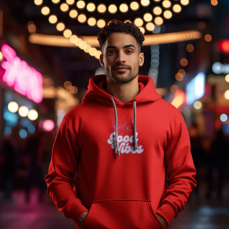 Good Vibes Three-Panel Fleece Hoodie  for Everyday Wear