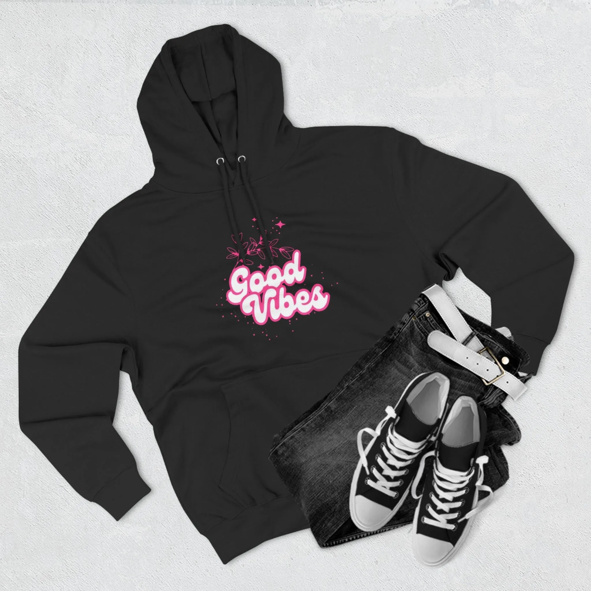Good Vibes Three-Panel Fleece Hoodie  for Everyday Wear