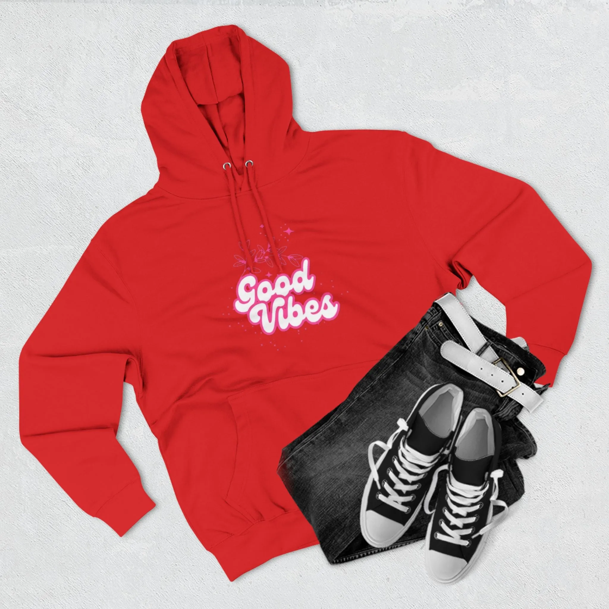 Good Vibes Three-Panel Fleece Hoodie  for Everyday Wear