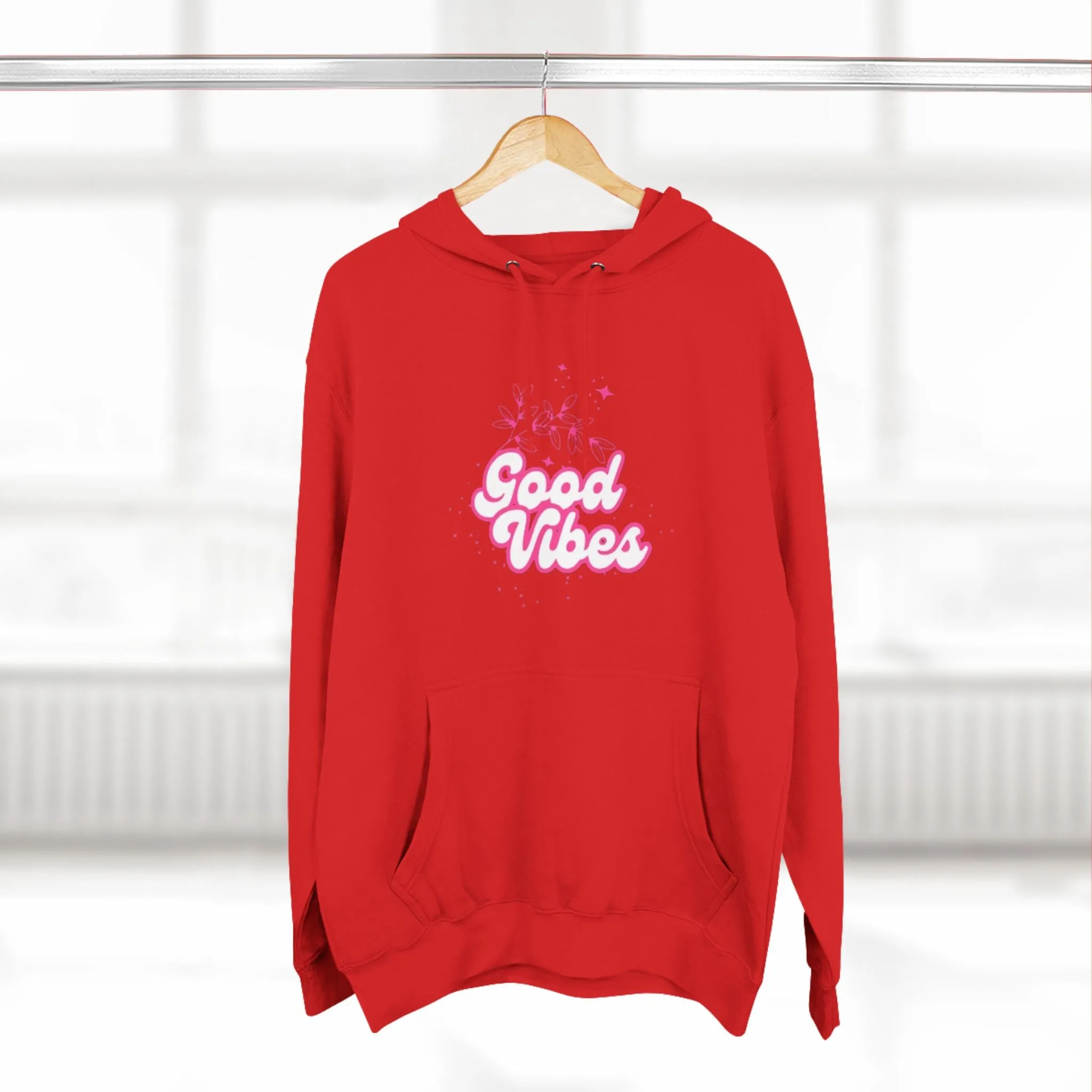Good Vibes Three-Panel Fleece Hoodie  for Everyday Wear