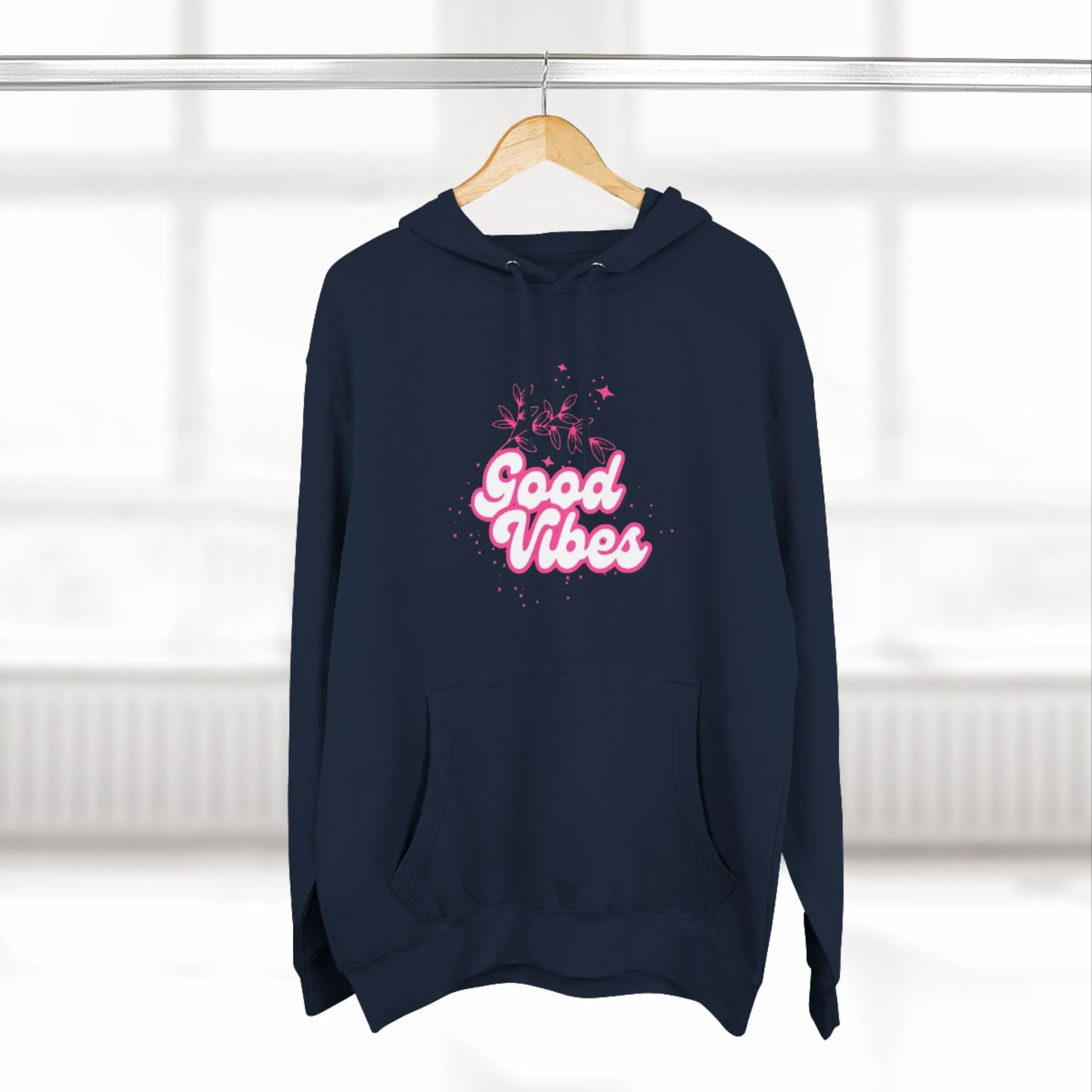 Good Vibes Three-Panel Fleece Hoodie  for Everyday Wear