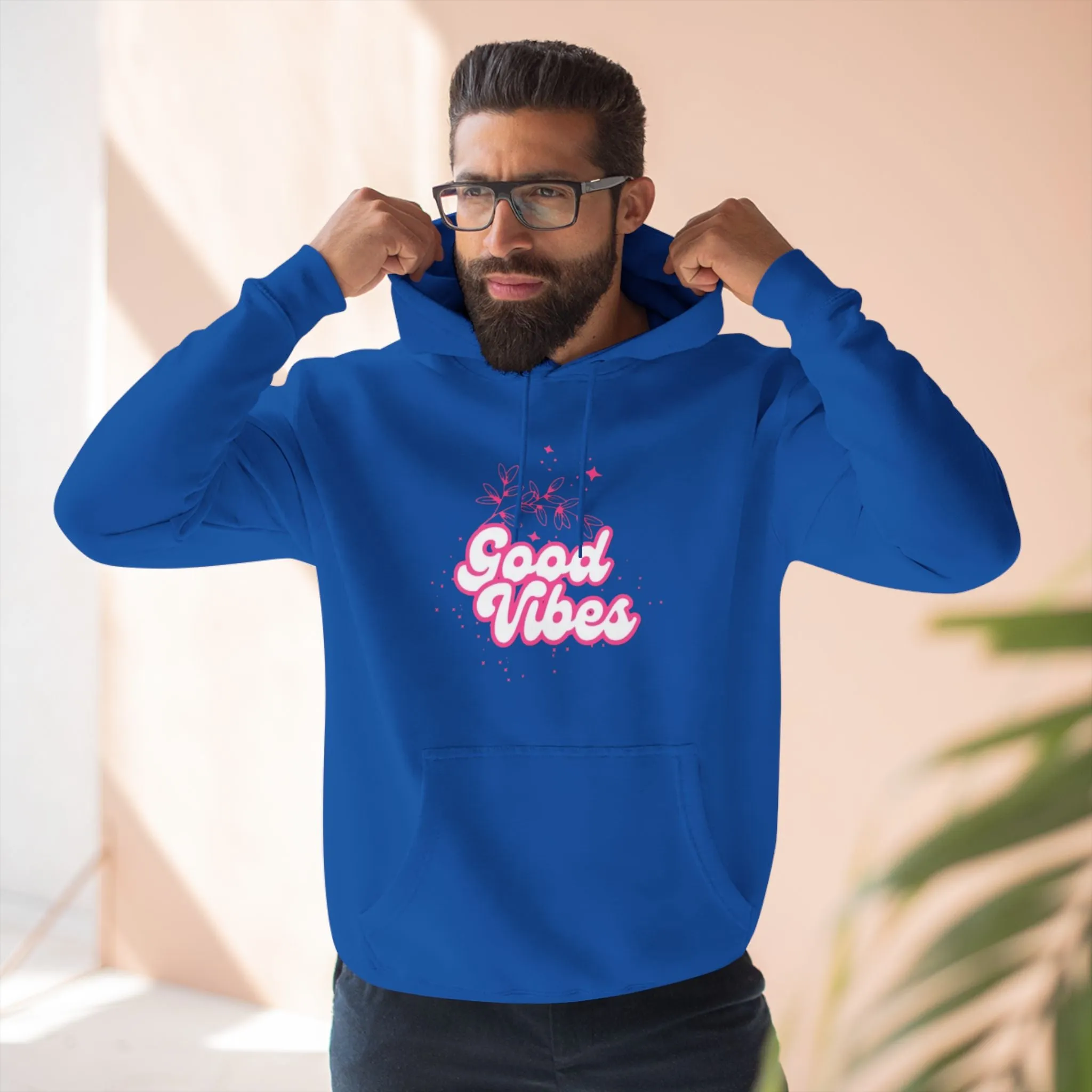 Good Vibes Three-Panel Fleece Hoodie  for Everyday Wear