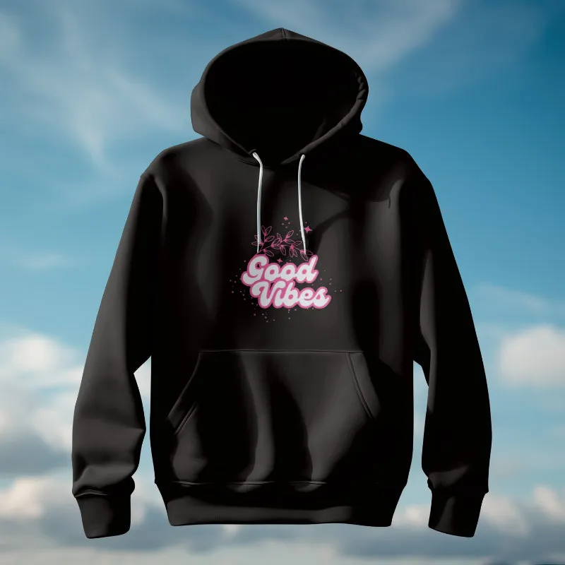 Good Vibes Three-Panel Fleece Hoodie  for Everyday Wear