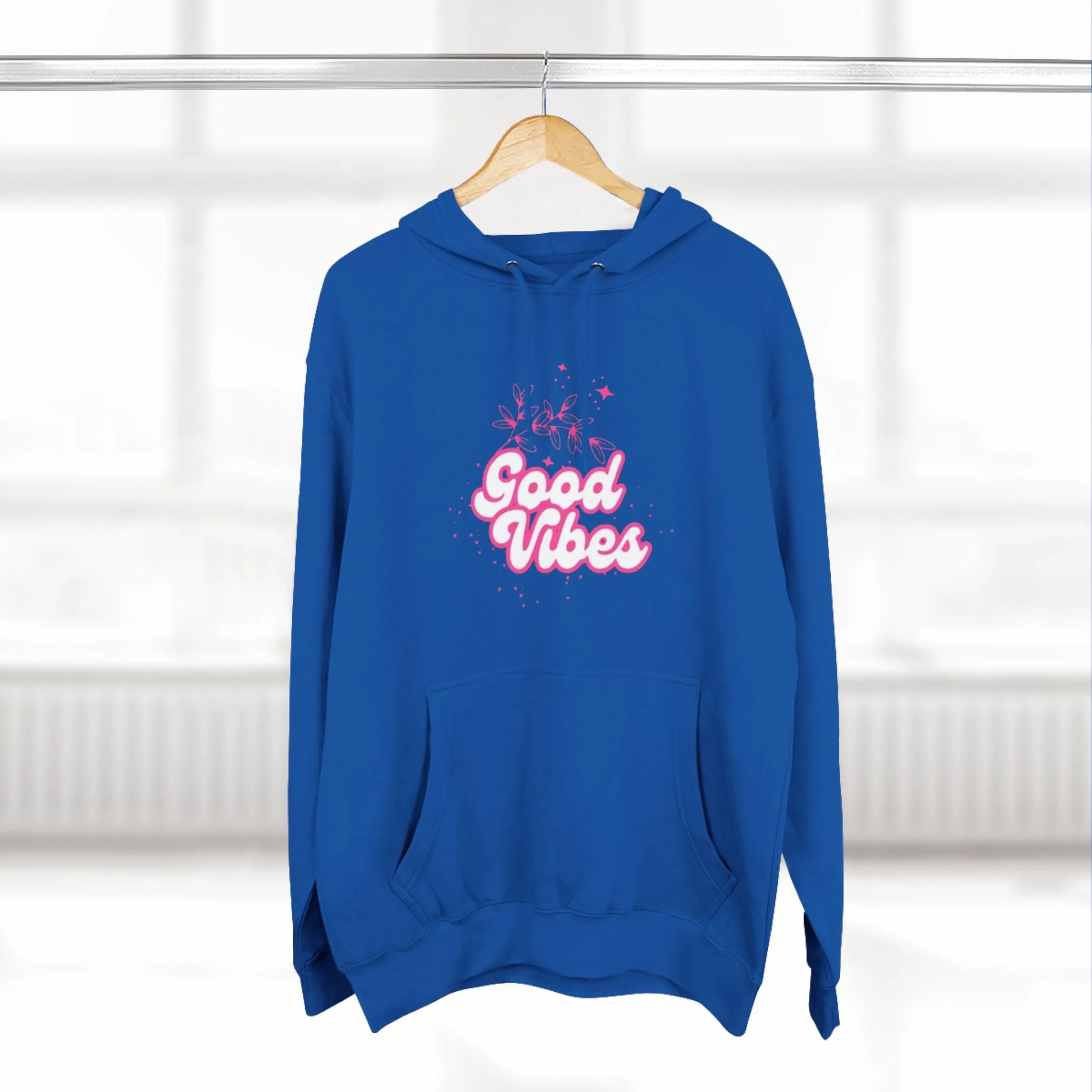 Good Vibes Three-Panel Fleece Hoodie  for Everyday Wear