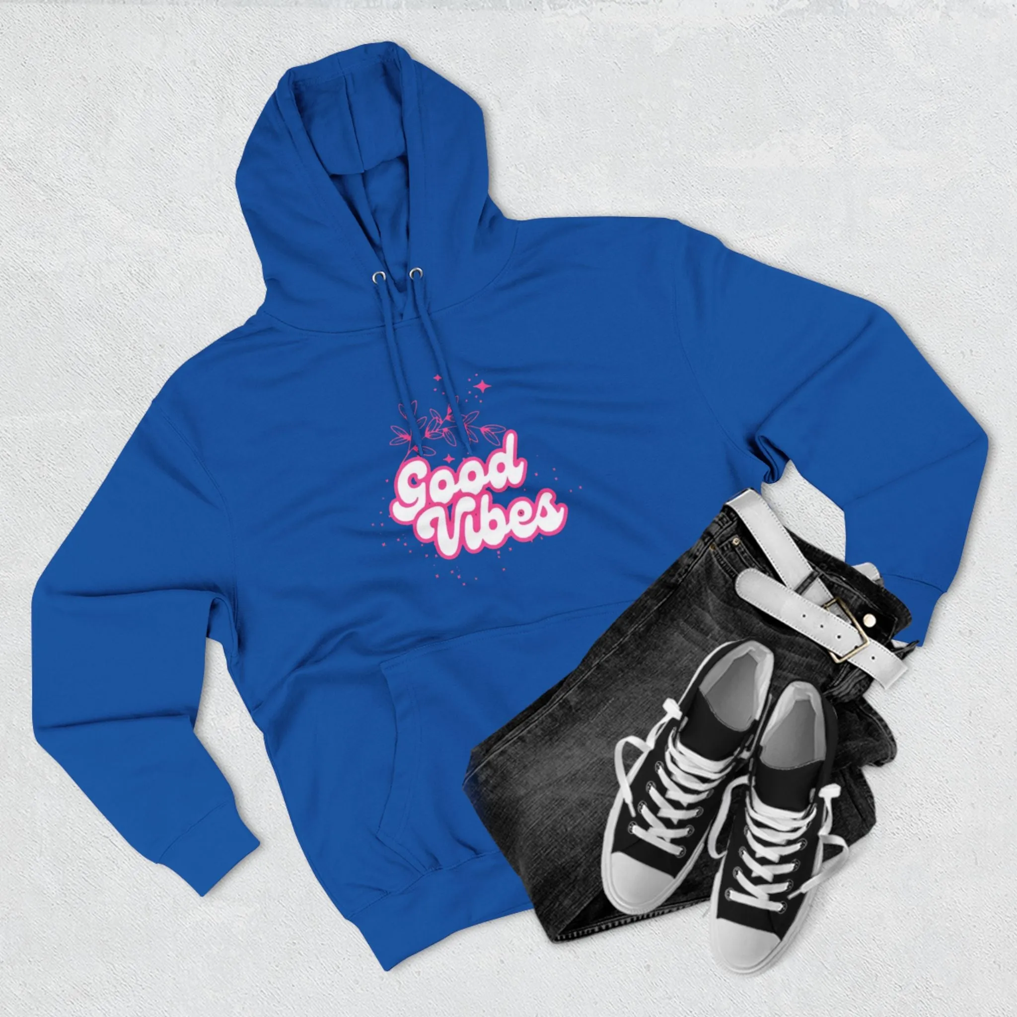 Good Vibes Three-Panel Fleece Hoodie  for Everyday Wear