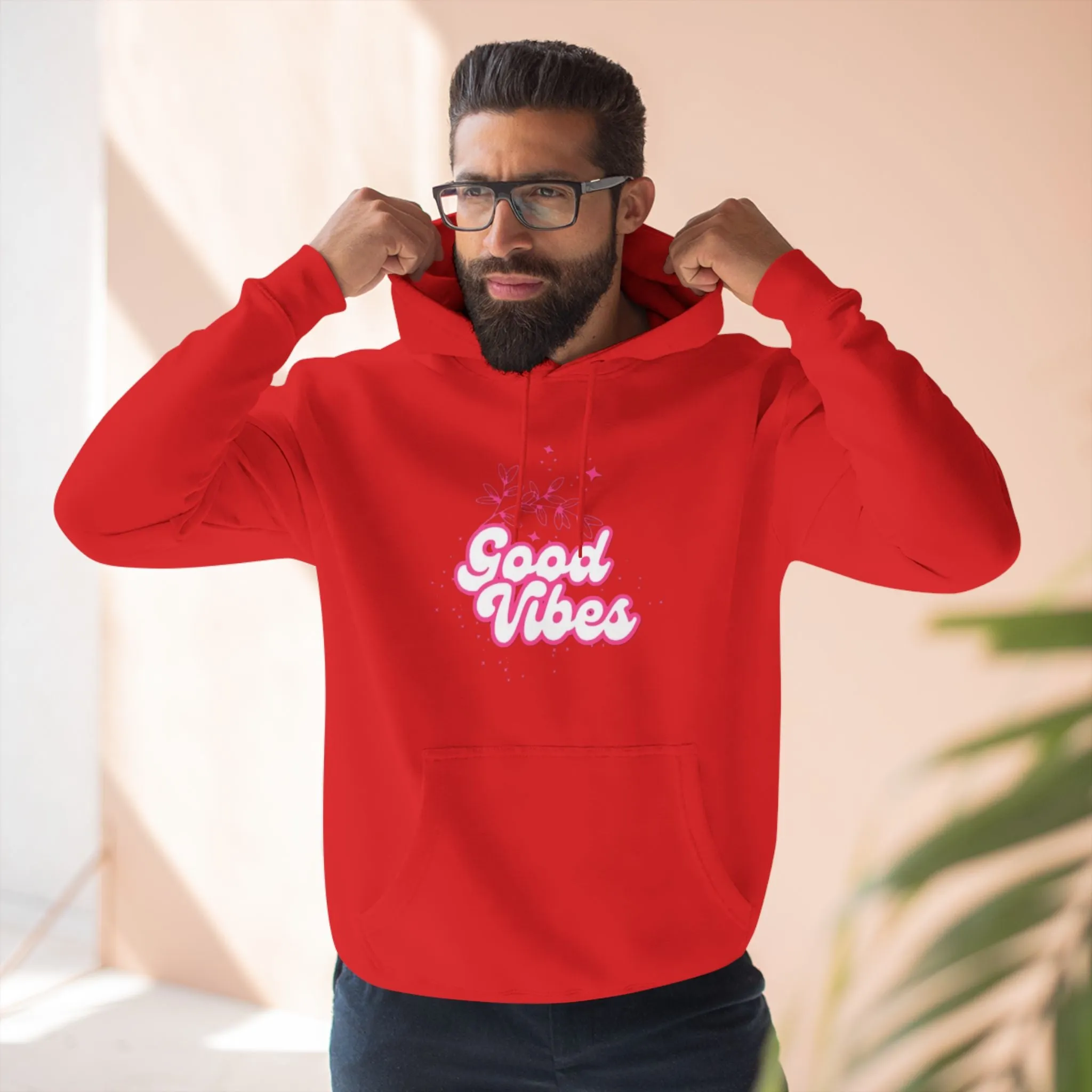 Good Vibes Three-Panel Fleece Hoodie  for Everyday Wear