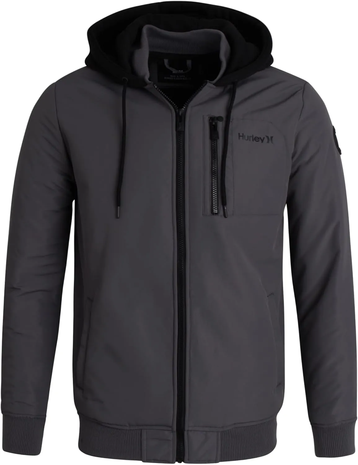 Hurley Men's Bomber Jacket - Cozy Skyler Sherpa Lined Full Zip Up Hoodie Jacket for Men - Casual Men's Jacket (S-XL)