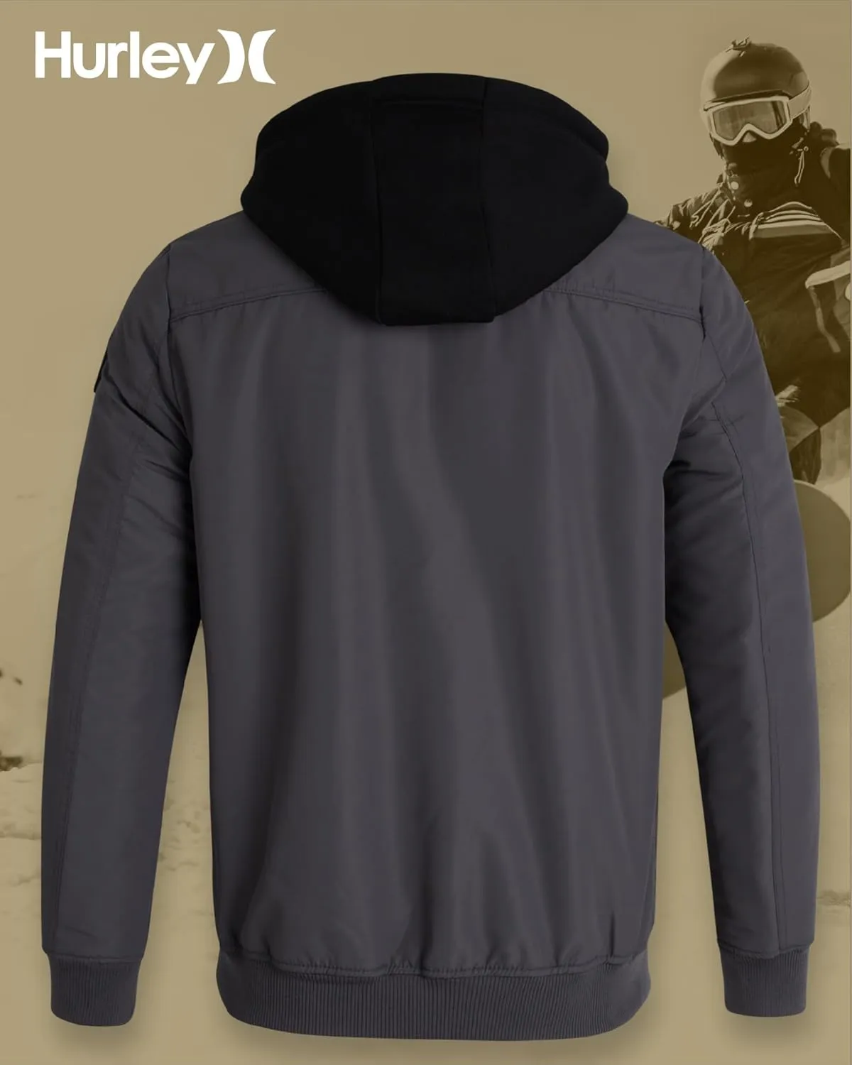 Hurley Men's Bomber Jacket - Cozy Skyler Sherpa Lined Full Zip Up Hoodie Jacket for Men - Casual Men's Jacket (S-XL)