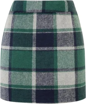 IDEALSANXUN Womens Wool Plaid Mini Skirt Fall Winter High Elastic Waist Short Pencil Skirt