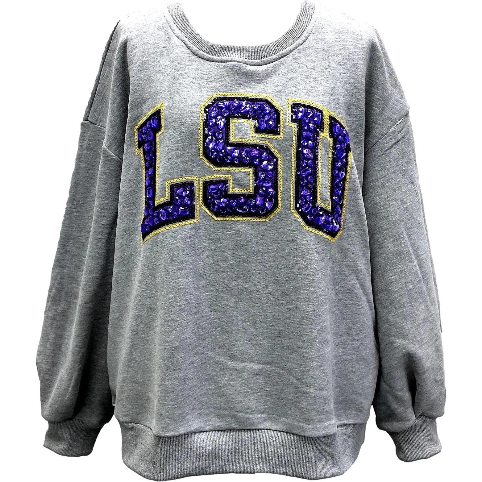 LSU Jeweled Letter Sweatshirt- Women's