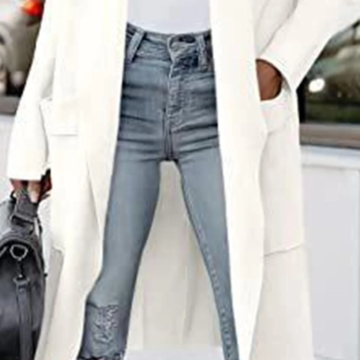 Maiyifu-GJ Women's Long Wool Blend Cardigan Sweaters Long Sleeve Lapel Casual Trench Coat Spring Fall Long Jacket Overcoat