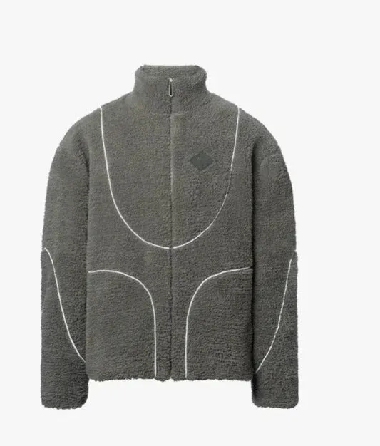 Man Cave Lamb Wool Hooded Zipper Coat Sweatshirt Patchwork Line Design Male Tops Casual