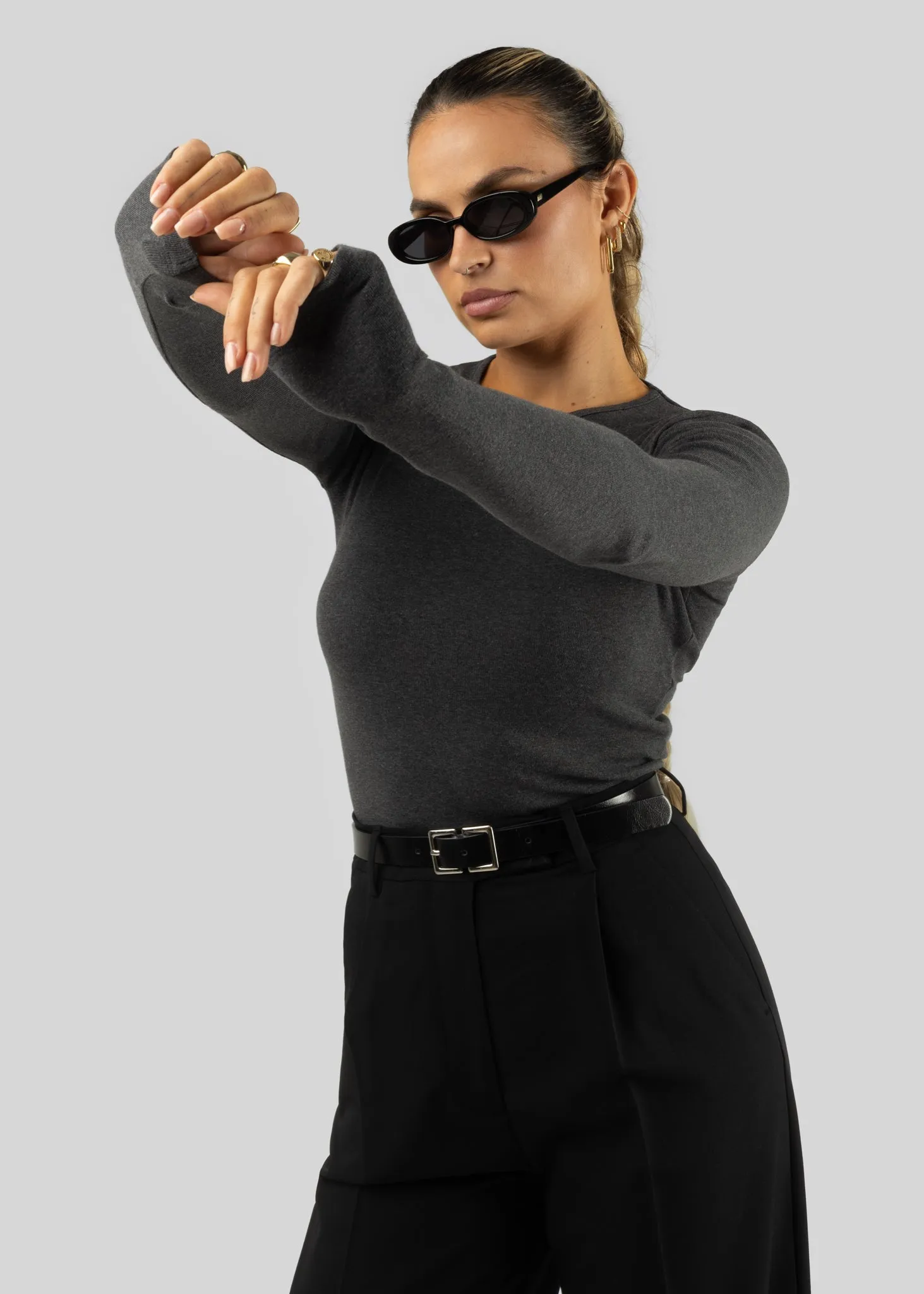 Melange Long Sleeve Dark Grey