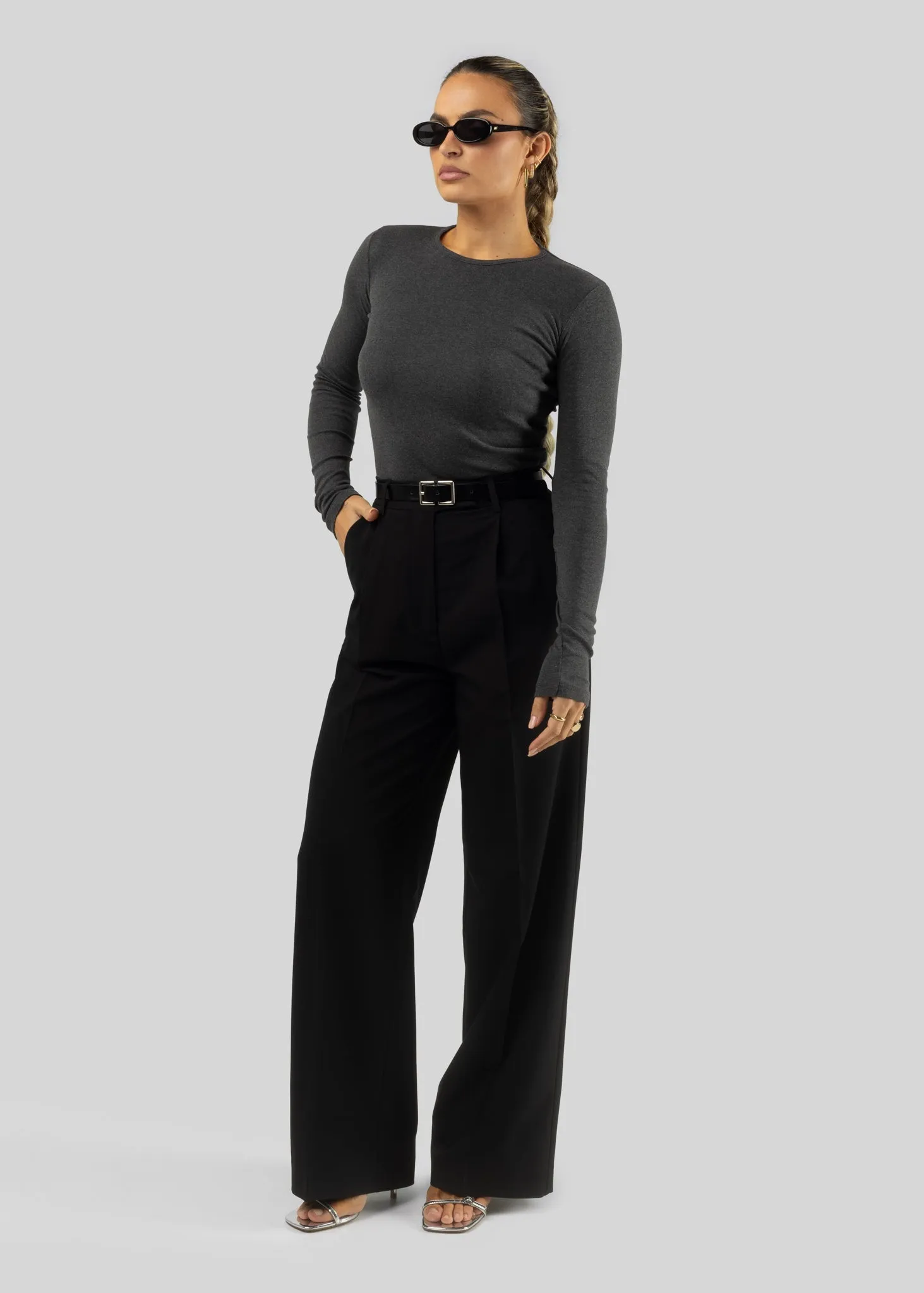 Melange Long Sleeve Dark Grey