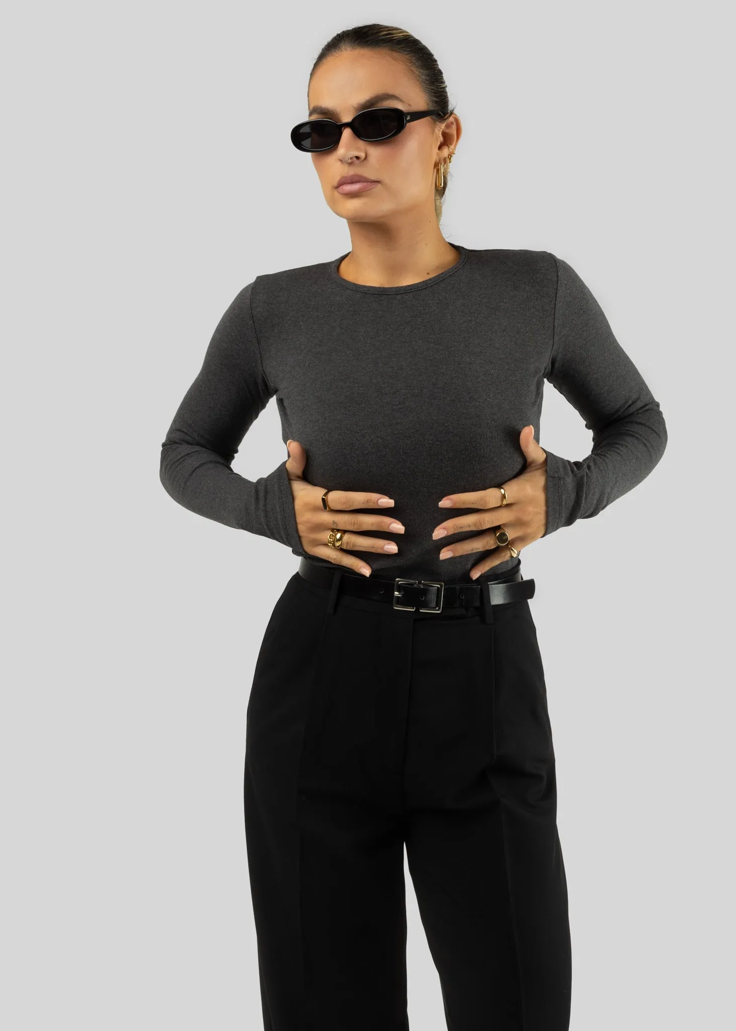 Melange Long Sleeve Dark Grey